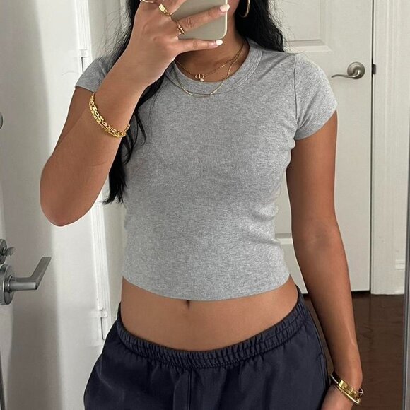 Brandy Melville Tops - Brandy Melville Women's Grey T-shirt